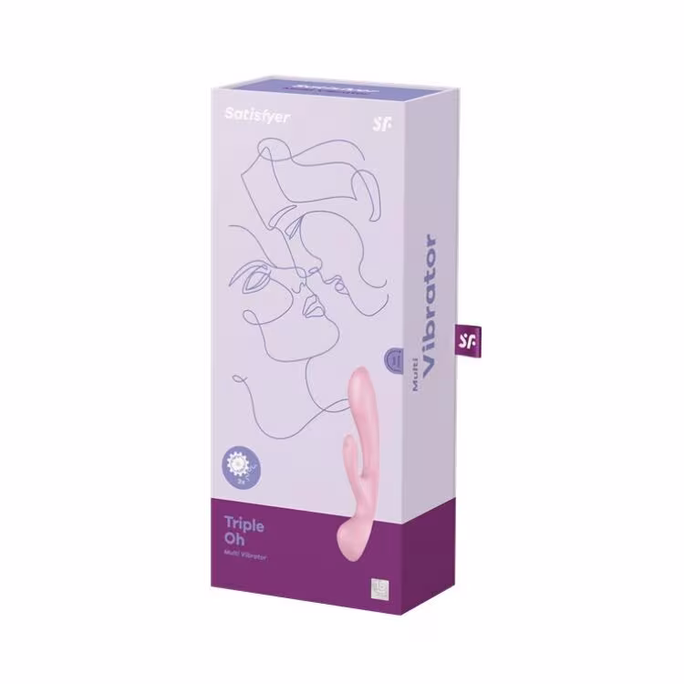 Двосторонній вібратор-кролик Satisfyer Triple Oh Pink (м'яте паковання!!!) — фото 9