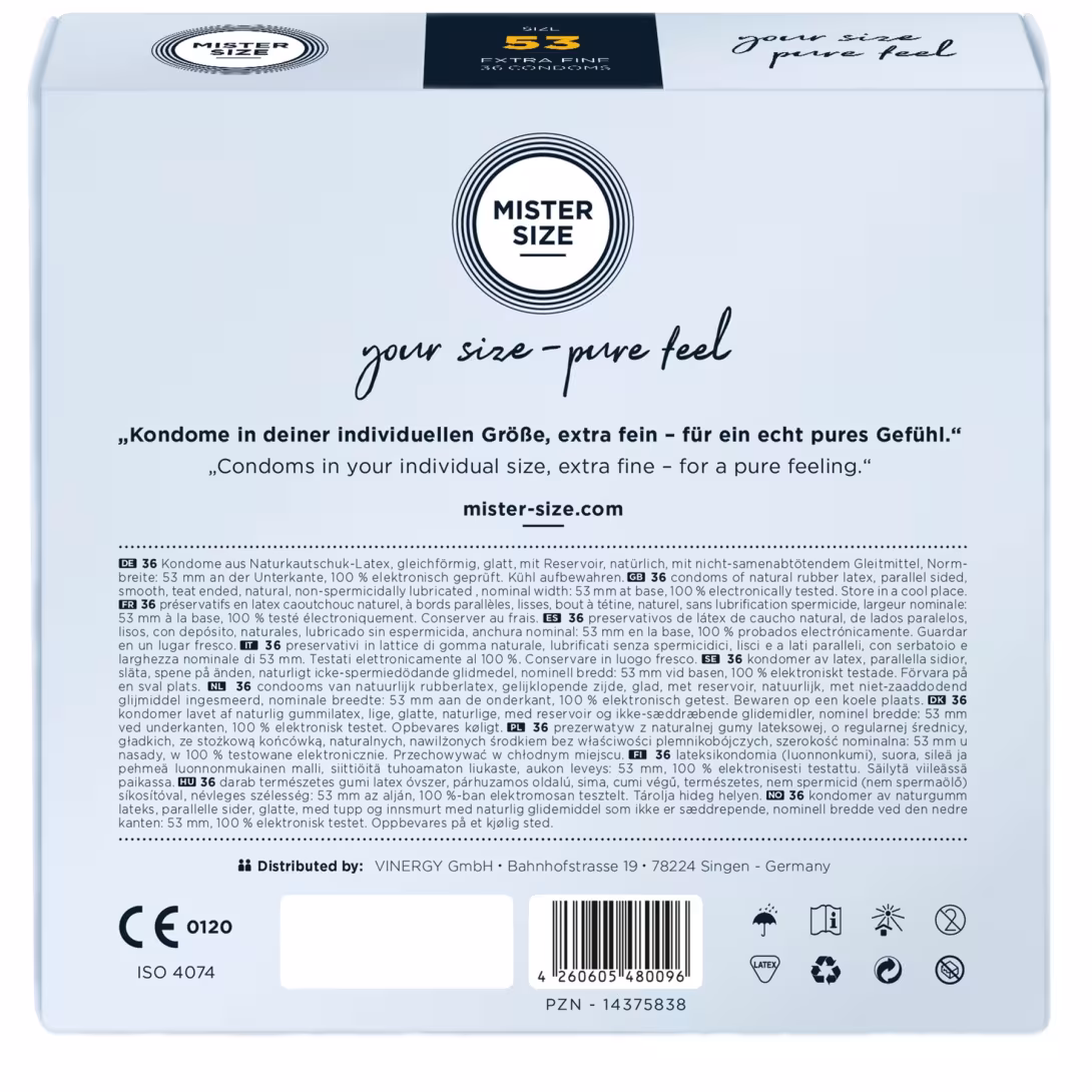 Презервативи Mister Size - pure feel - 53 (36 condoms), товщина 0,05 мм — фото 3