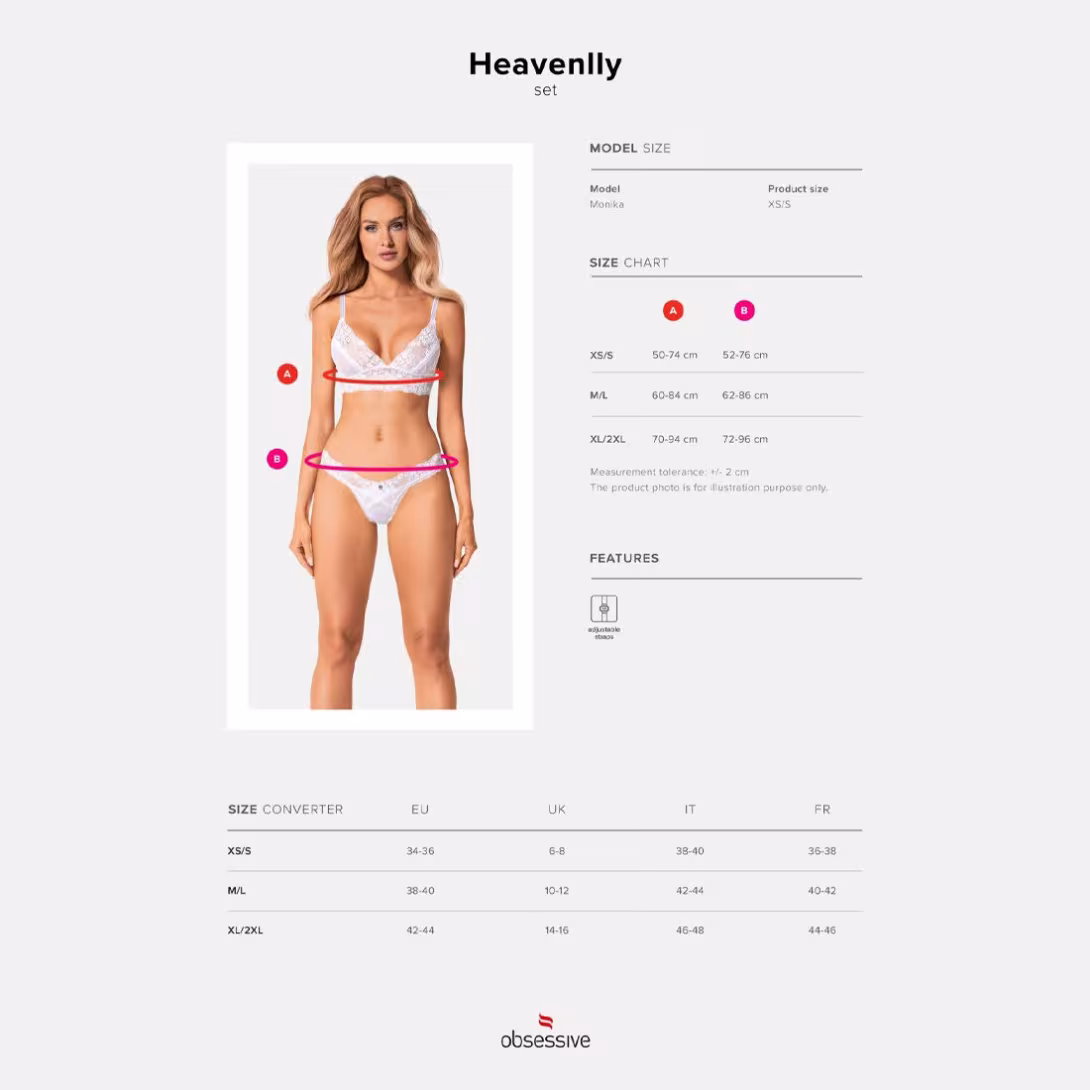 Еротичний комплект Obsessive Heavenlly 2-pcs set XL/2XL, бюстгальтер і танга — фото 5