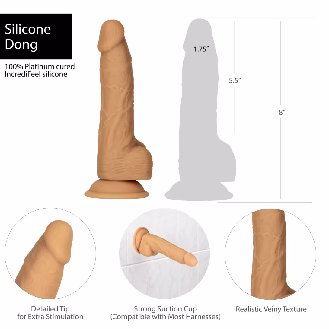 Фалоімітатор ADDICTION Dual Density Silicone Dildo Caramel 8″, присоска, діаметр 4,3 см, віброкуля — фото 7