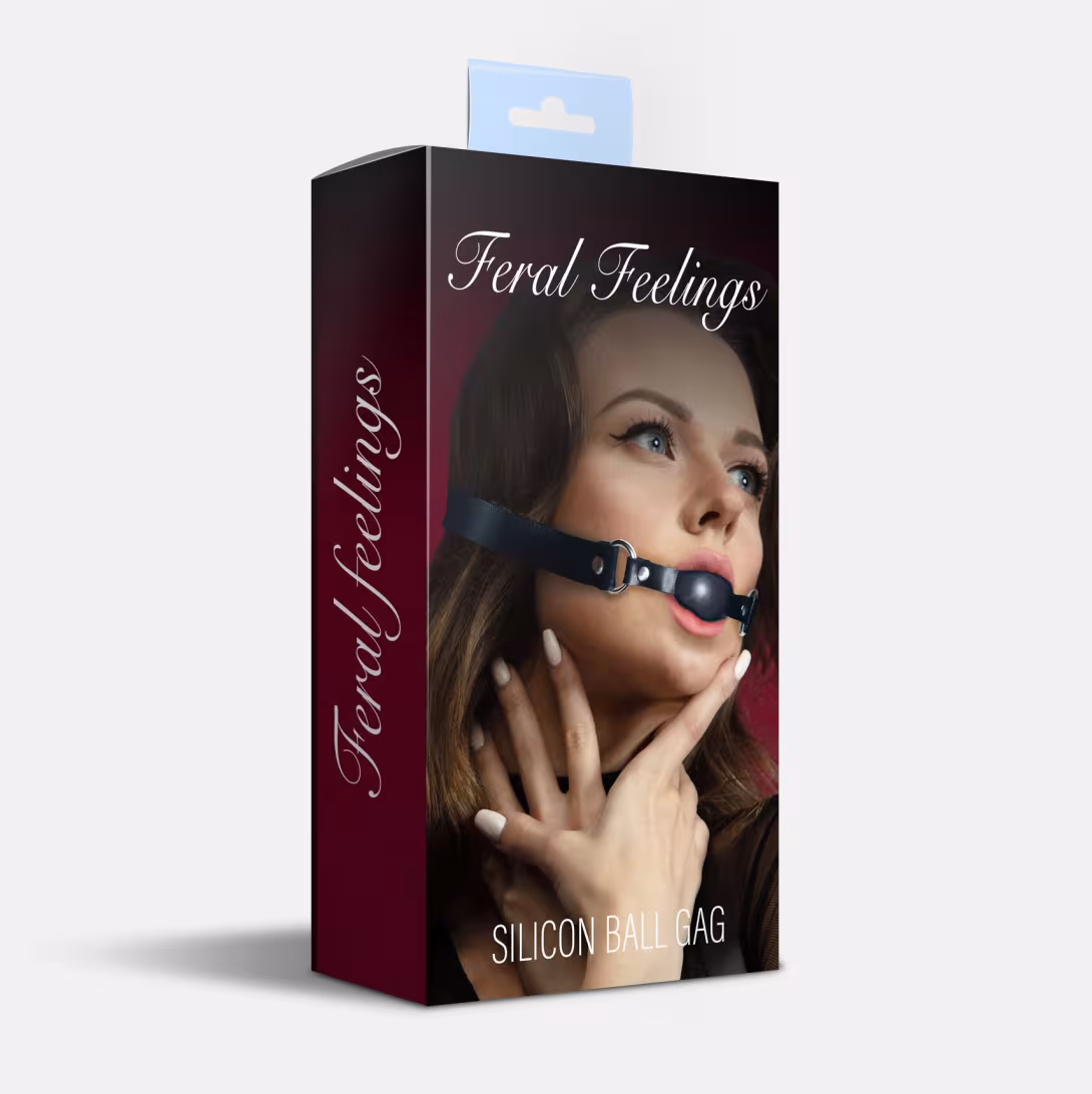 Кляп силіконовий Feral Feelings Silicon Ball Gag Black/Black, чорний ремінець, чорна кулька — фото 2