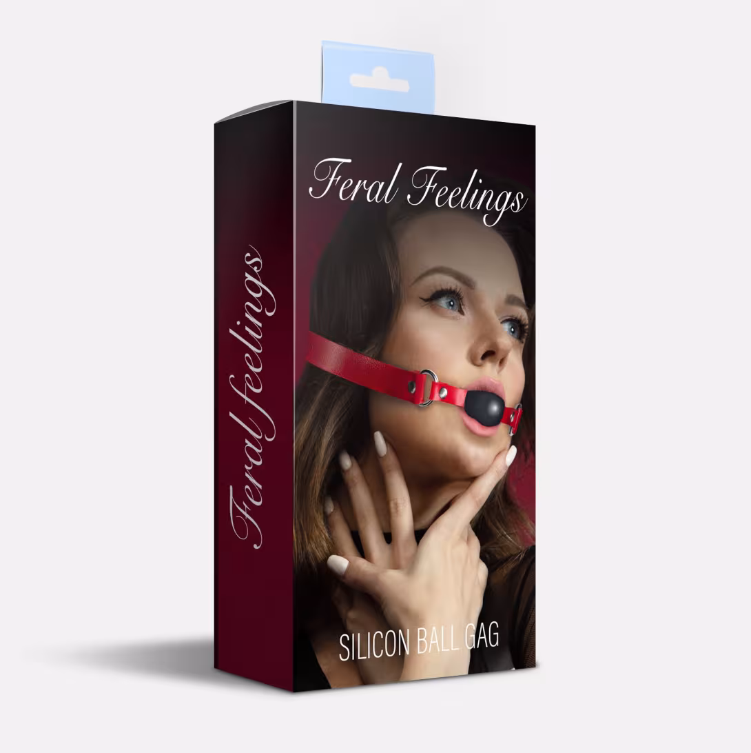 Кляп силіконовий Feral Feelings Silicon Ball Gag Red/Black, червоний ремінець, чорна кулька — фото 2