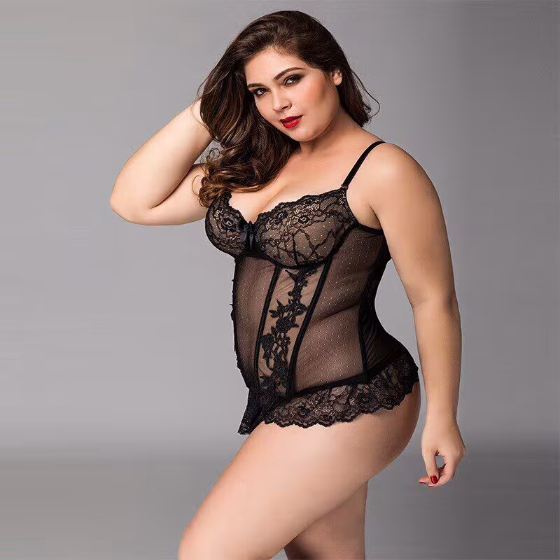 Мереживний корсет JSY «Сексуальна Белла» Plus Size Black, дрібна сітка, гіпюр, чашки з кісточками — фото 3