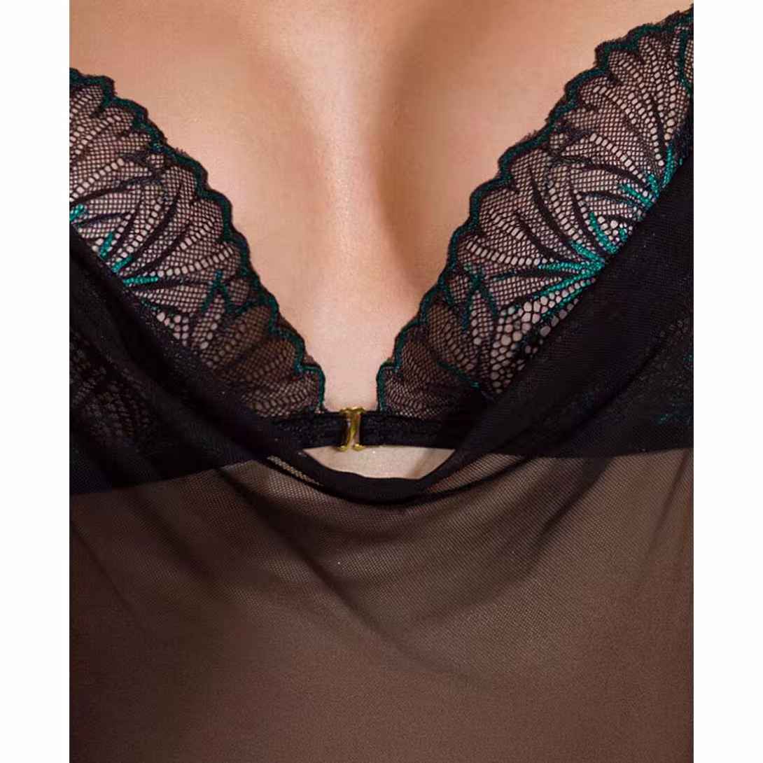 Сорочка Passion DELIENA CHEMISE XXL/XXXL black, стрінги із заниженою талією — фото 5