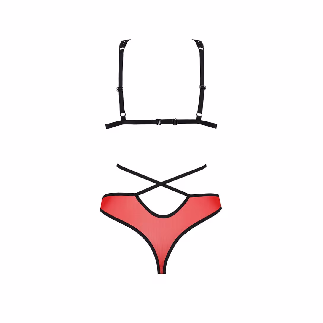 Комплект білизни Passion PEONIA SET XXL/XXXL red, бра, трусики — фото 4