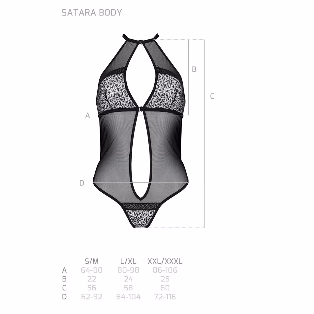 Сітчасте боді з мереживом на грудях Passion SATARA BODY L/XL black — фото 5