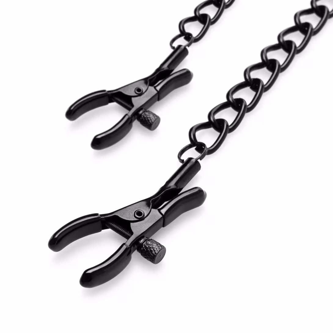 Затискачі для сосків Bedroom Fantasies Nipple Clamps with Chain - Black — фото 3