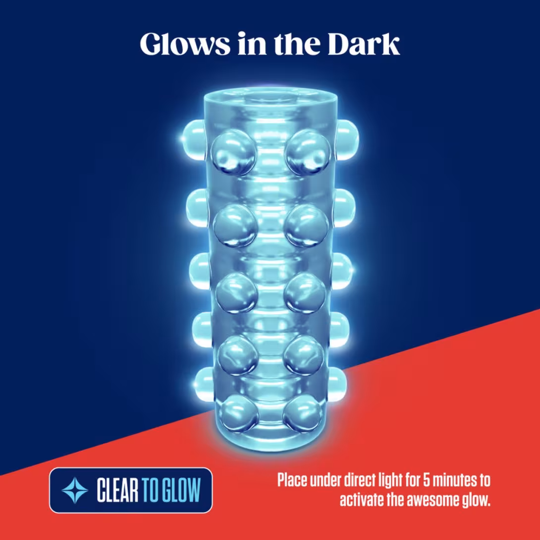 Мастурбатор Blush Rize – Swich Glow in the Dark Masturbator Clear, двосторонній, світиться в темряві — фото 4
