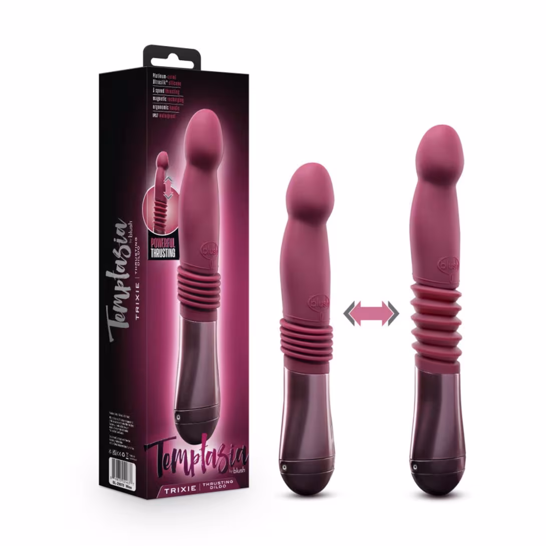 Пульсатор для точки G Blush Temptasia – Trixie Thrusting Dildo – Wine Red, 3 швидкості — фото 7