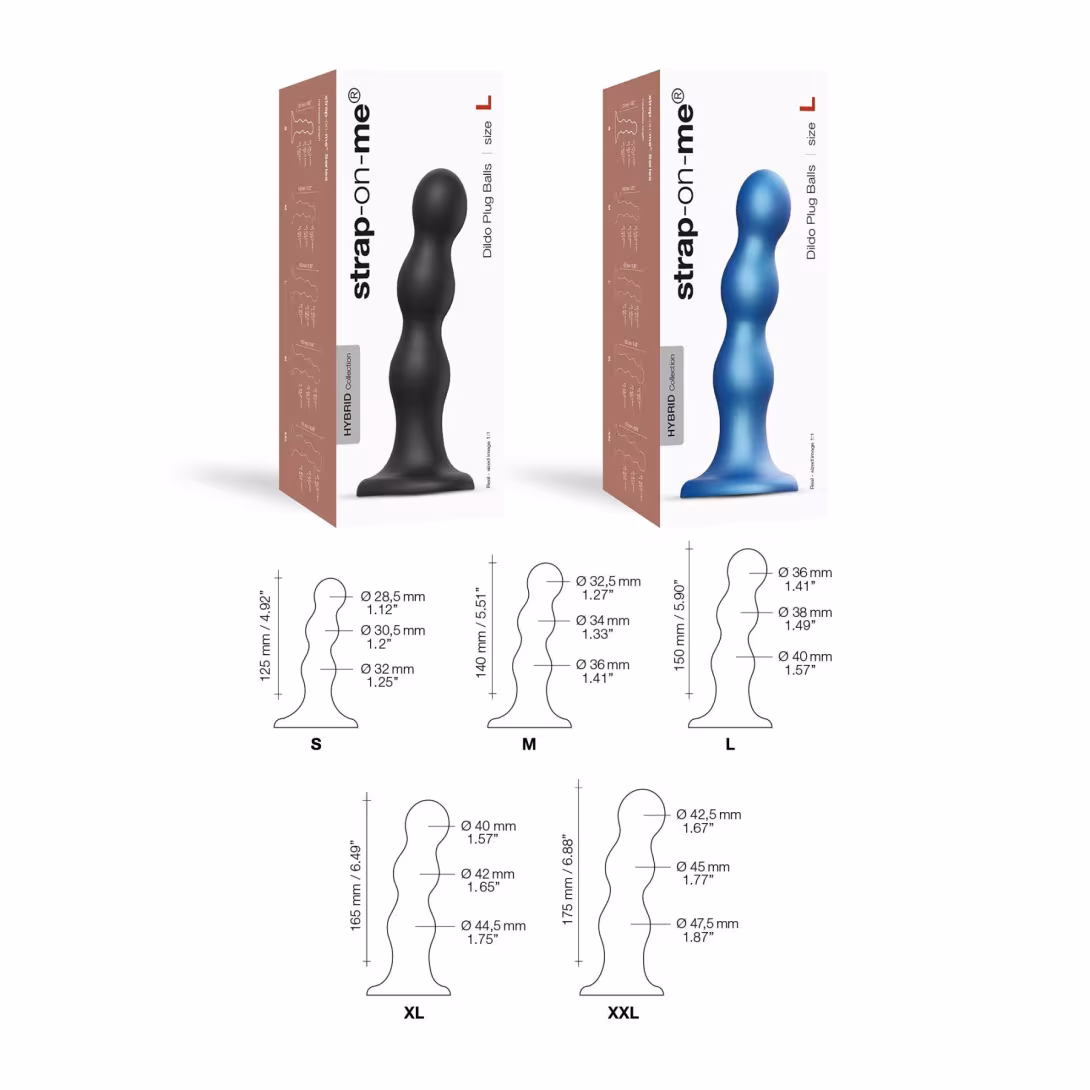 Насадка для страпона Strap-On-Me Dildo Plug Balls Blue Metallic XL — фото 4