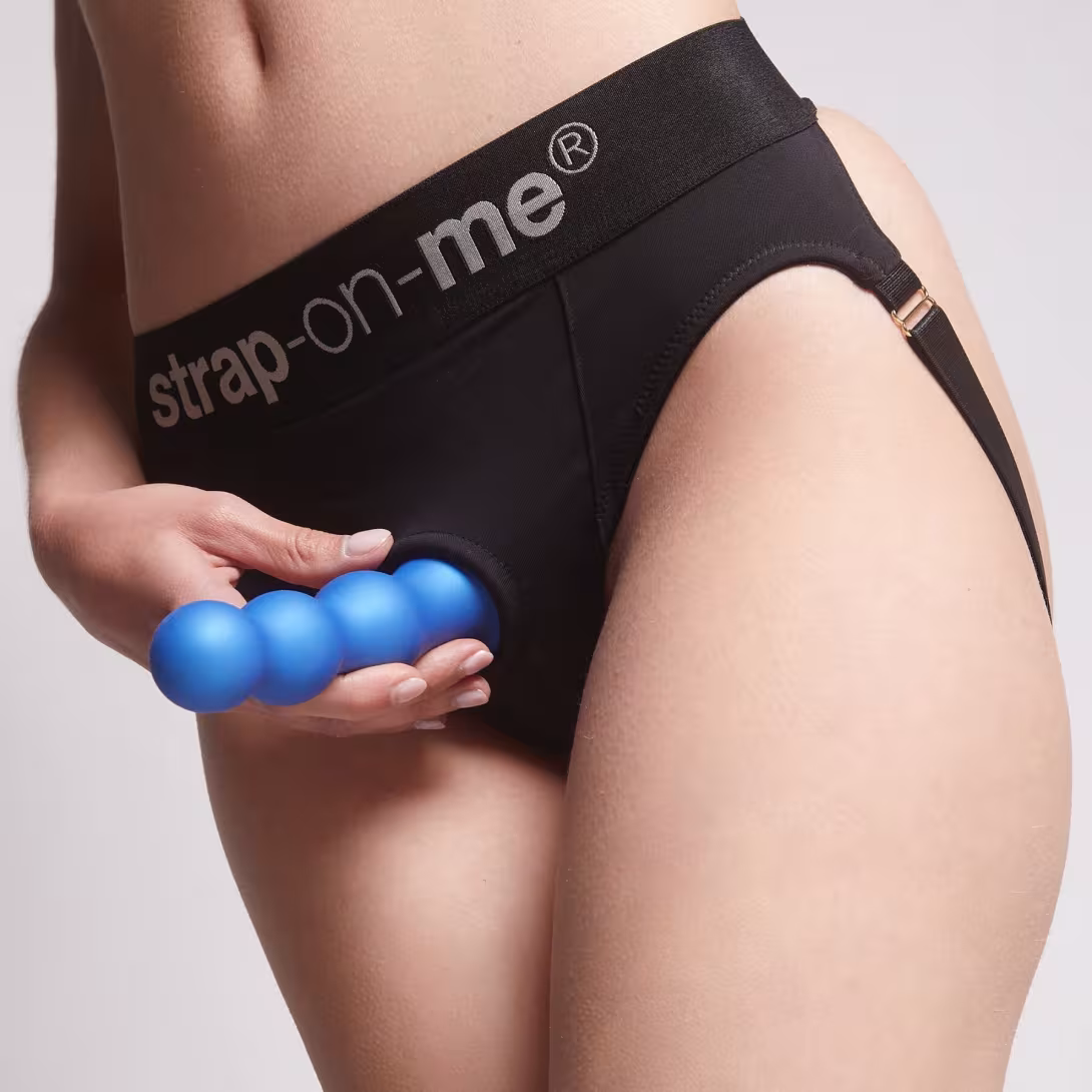 Насадка для страпона Strap-On-Me Dildo Plug Balls Blue Metallic XXL — фото 5