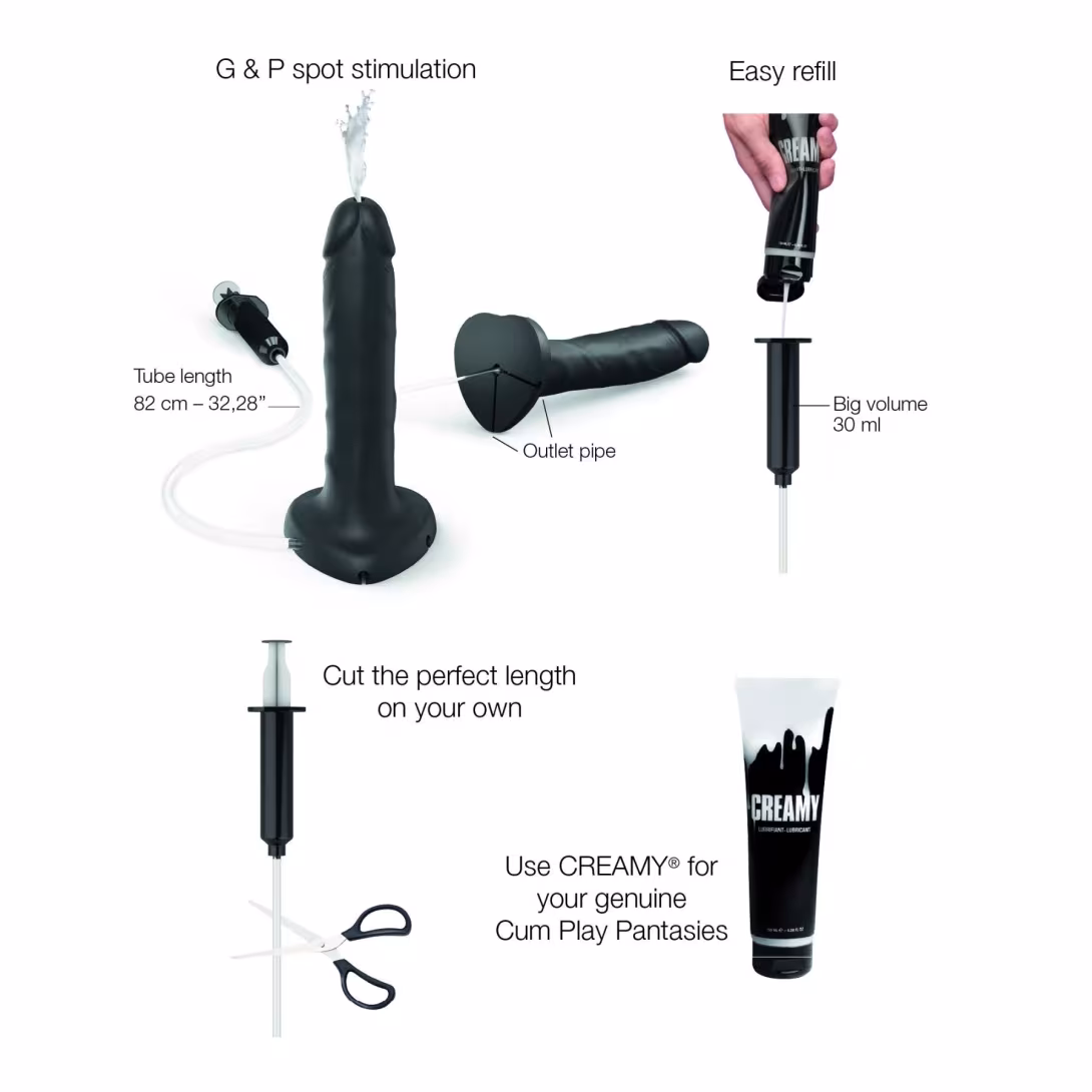 Фалоімітатор, що кінчає Strap-On-Me Squirting Cum Dildo Realistic Black, діам. 3,9 см, силікон — фото 2