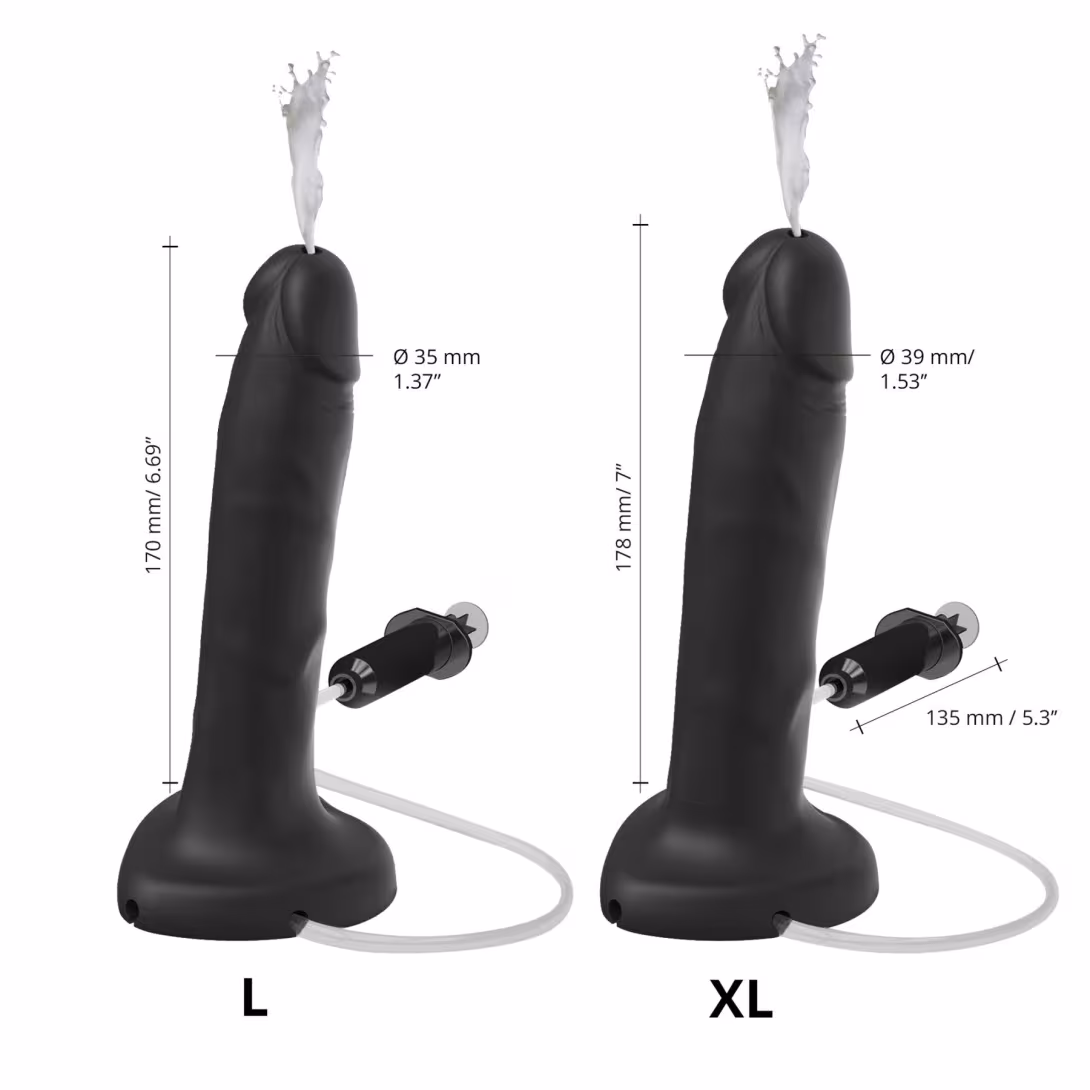 Фалоімітатор, що кінчає Strap-On-Me Squirting Cum Dildo Realistic Black, діам. 3,9 см, силікон — фото 3