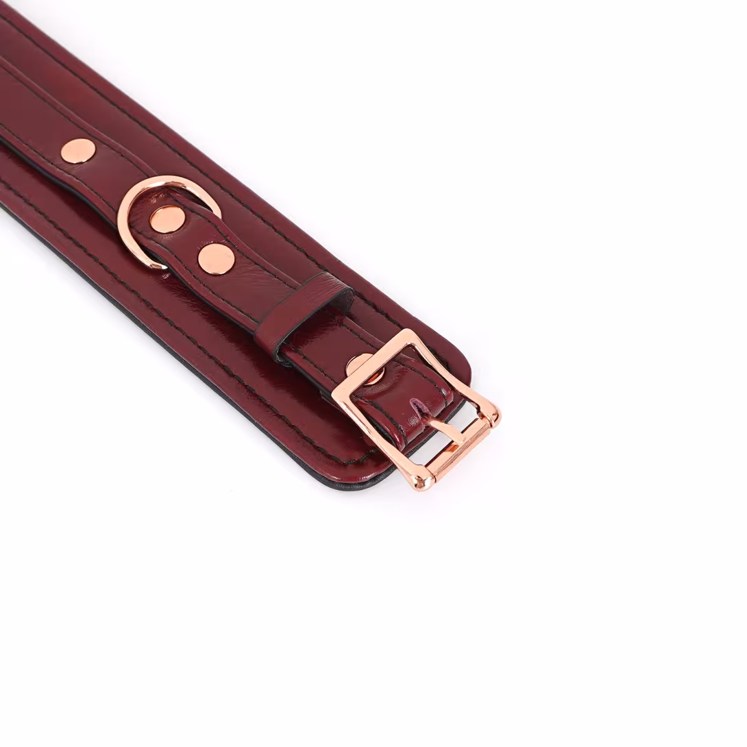 Шкіряні наручники Liebe Seele Wine Red Wrist Cuffs, знімний ланцюжок-кріплення — фото 7