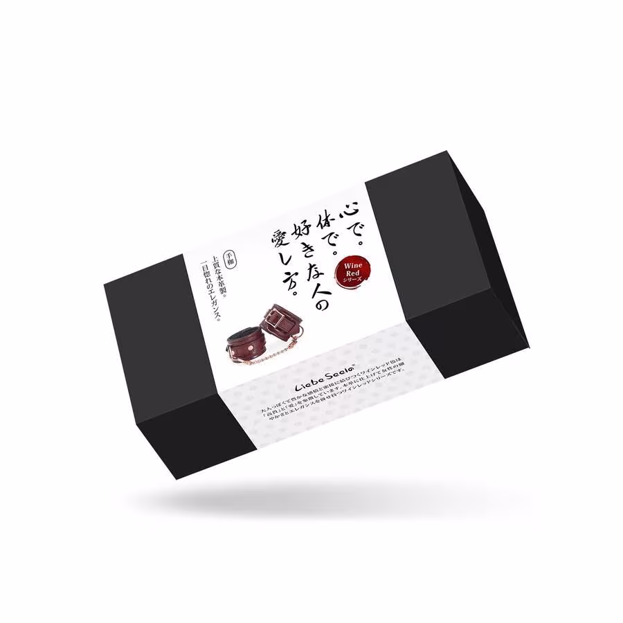 Шкіряні наручники Liebe Seele Wine Red Wrist Cuffs, знімний ланцюжок-кріплення — фото 10