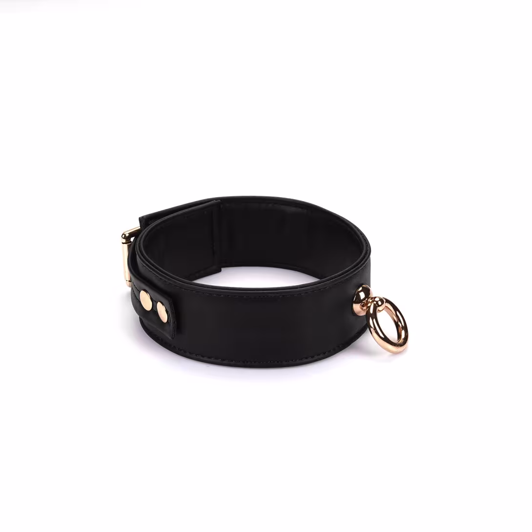 Нашийник з повідцем Liebe Seele Black Organosilicon Collar with Leash, екошкіра — фото 4