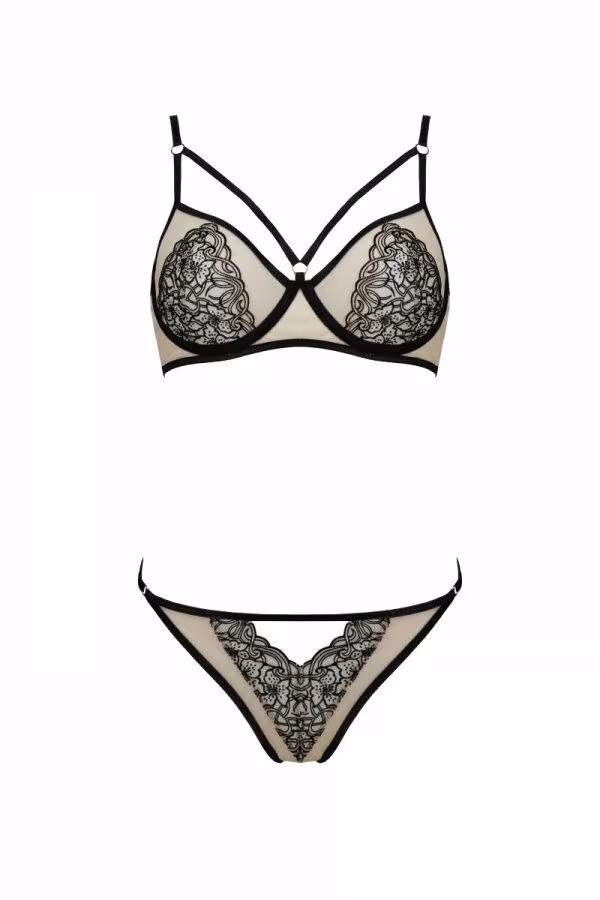 Комплект Passion LORINA SET, XXL/XXXL, beige, бюстгальтер та трусики — фото 3