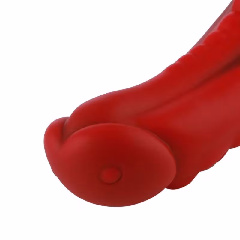 Фалоімітатор для секс-машин Hismith 8.35″ Curved Silicone Dildo Red Monster Series, система KlicLok — фото 4