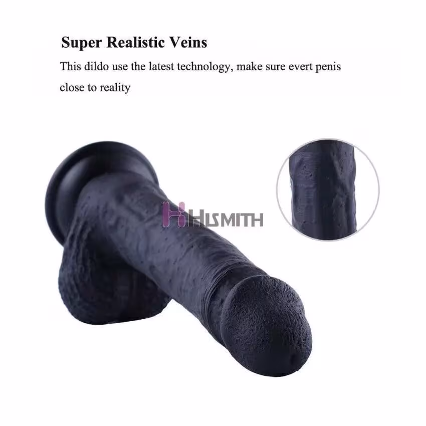 Фалоімітатор для секс-машин Hismith 8.3″ Silicone Dildo Black, система KlicLok, гнучкий стрижень — фото 3