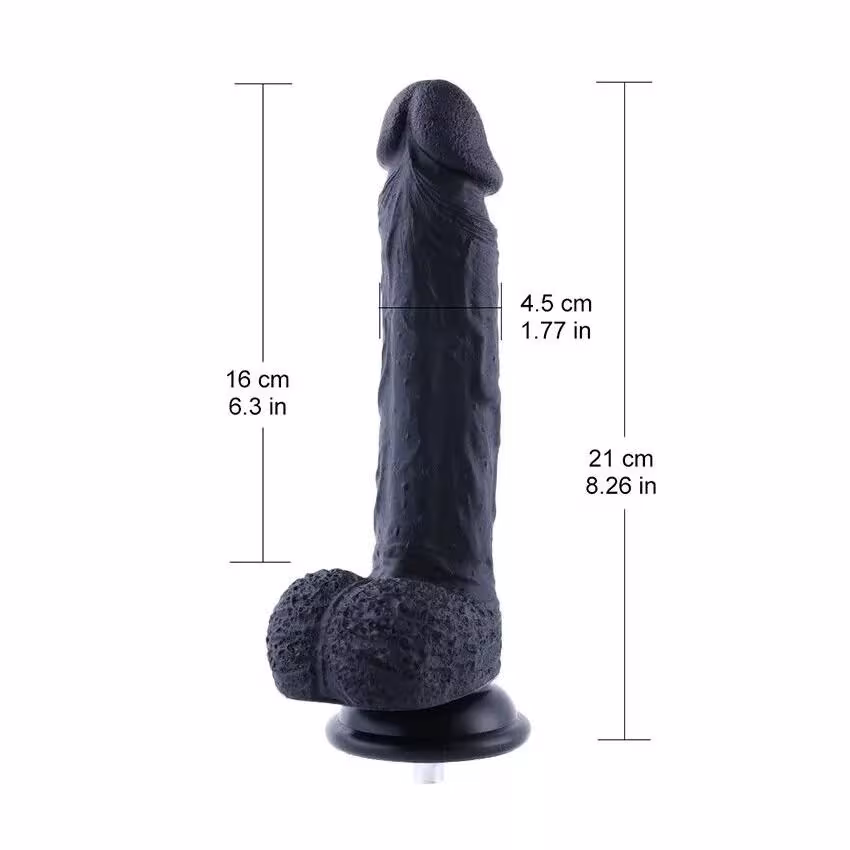 Фалоімітатор для секс-машин Hismith 8.3″ Silicone Dildo Black, система KlicLok, гнучкий стрижень — фото 2