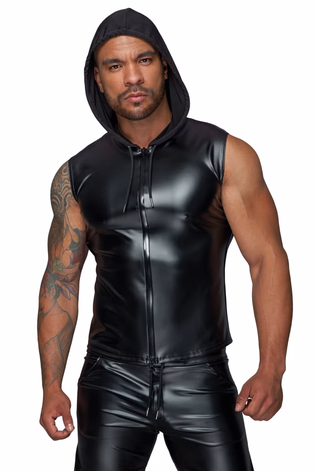 Чоловіча безрукавка з капюшоном Noir Handmade H062 Hooded Shirt, 3XL, мокрий ефект — фото 2