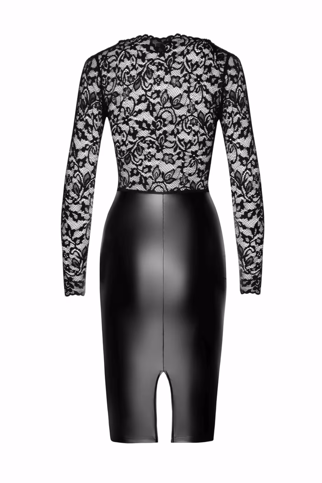 Сукня Noir Handmade F295 Euphoria, XXL, black, мереживо, глибоке декольте, спідниця міді під латекс — фото 5