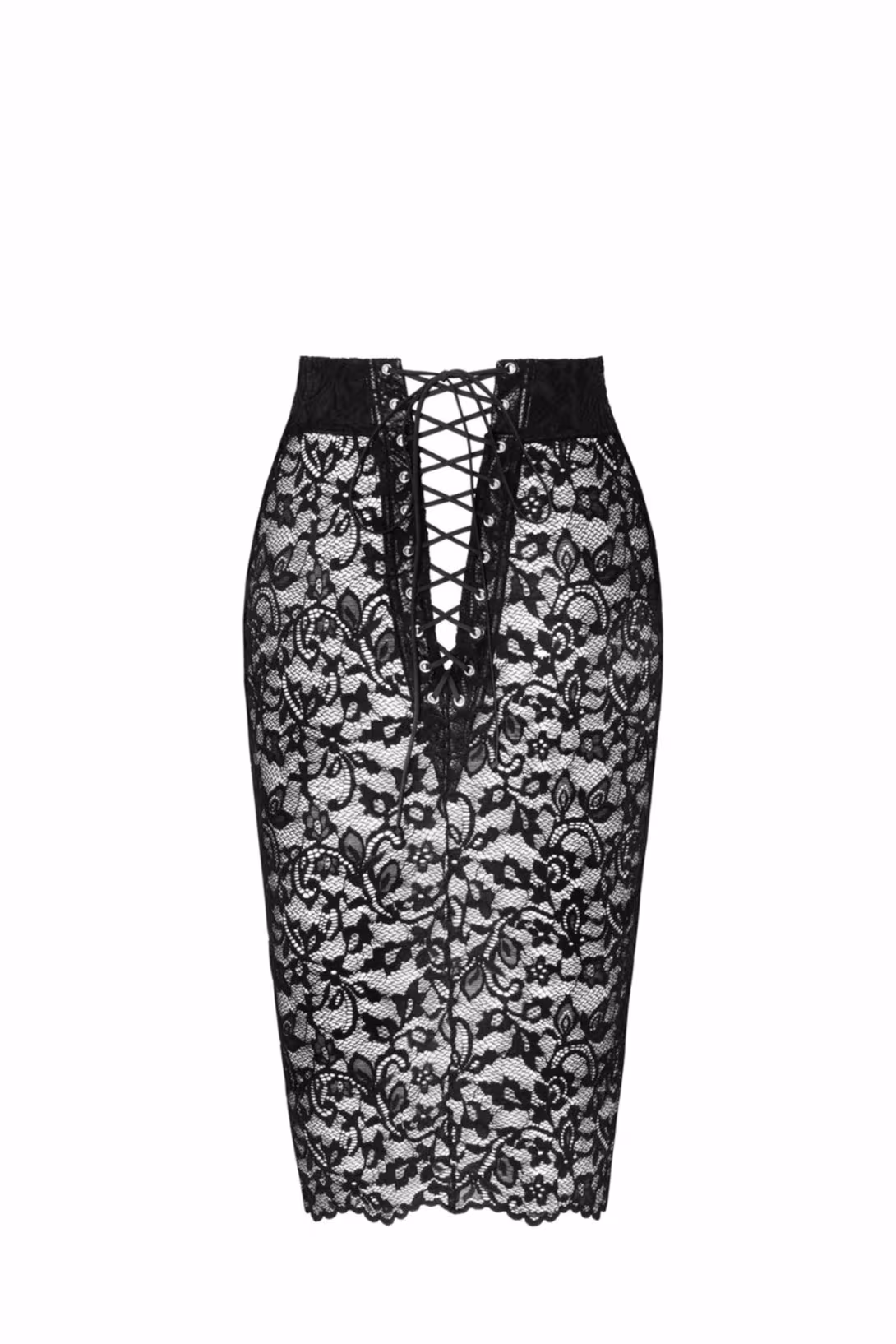 Спідниця Noir Handmade F302 Ambivalence, M, black, мереживо, довжина за коліна, шнурівка ззаду — фото 7