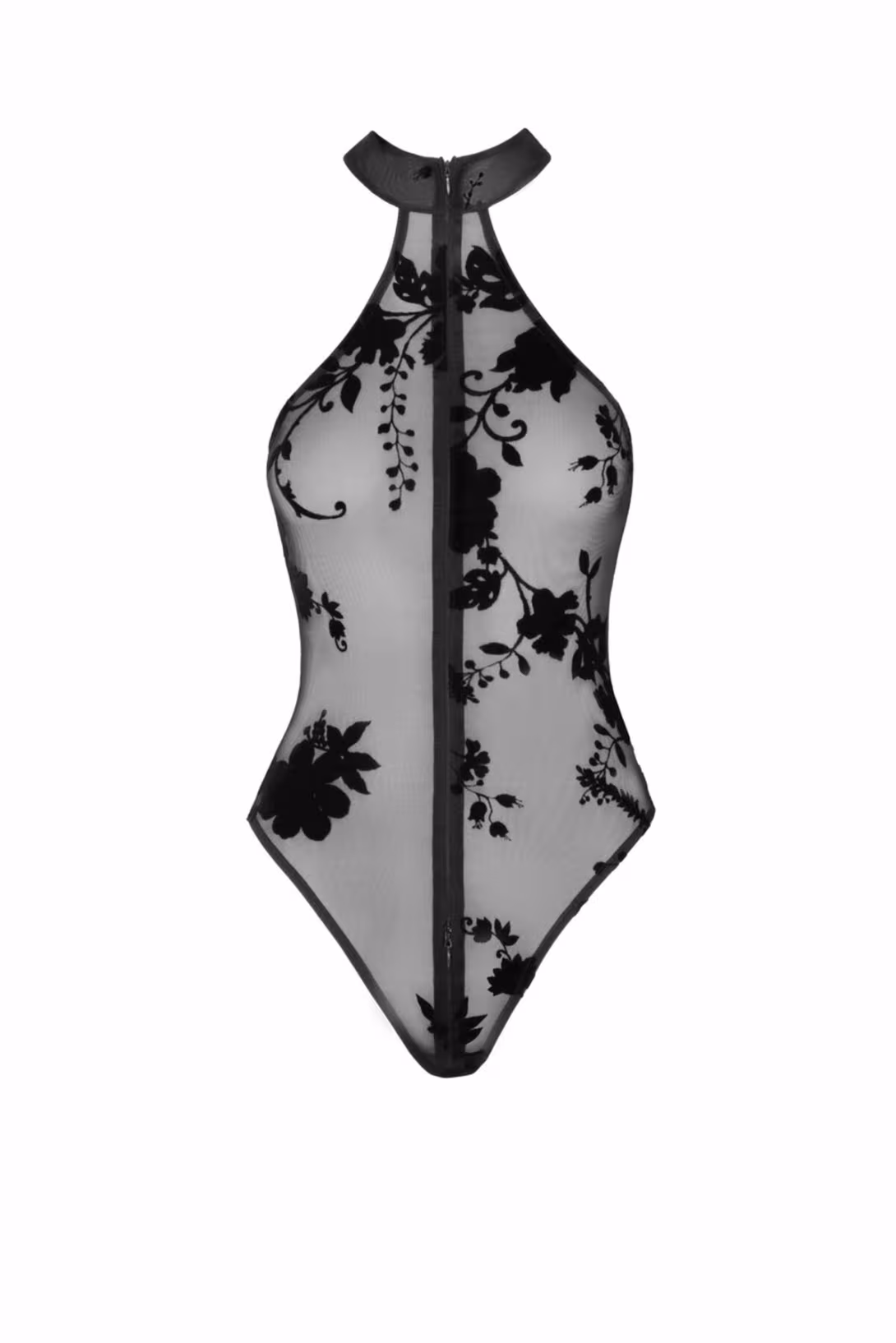 Боді Noir Handmade F314 Ego, M, black, сітка, халтер, високі вирізи, блискавка по всій довжині — фото 4