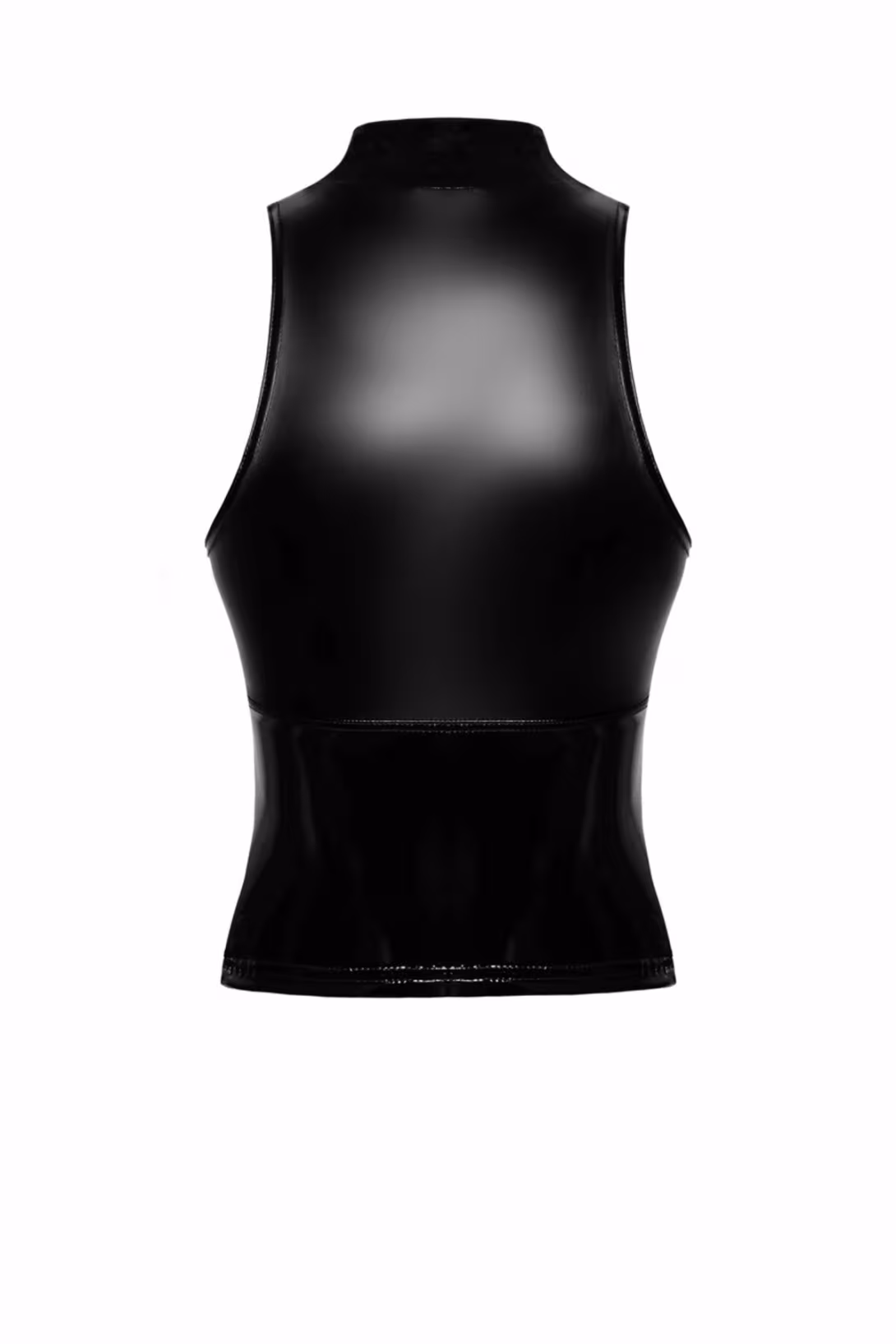 Топ Noir Handmade F324 Glam, L, black, халтер, на блискавці, вінілові вставки, комір-стійка — фото 5