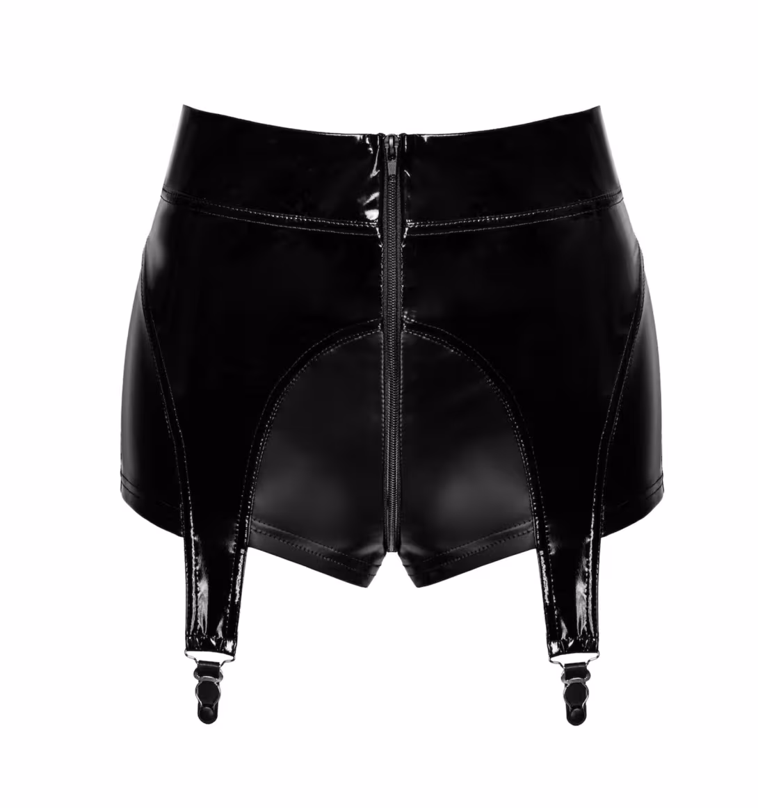 Шортики Noir Handmade F325 Glam, 3XL, black, вініл, висока талія, кріплення для панчіх, з доступом — фото 6