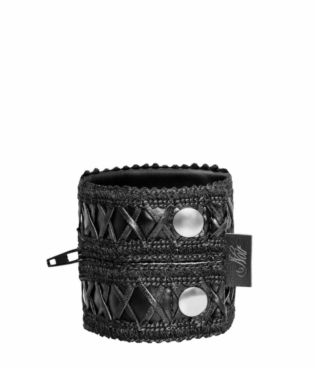 Жіночий гаманець-браслет Noir Handmade F326, black, під шкіру, рельєфний візерунок, кишеня на блискавці — фото 3