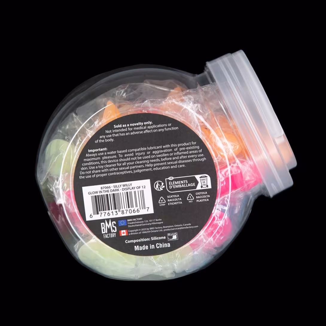 Набір фалоімітаторів ADDICTION Silly Willy Glow in the Dark, 4 кольори, 12 шт, світяться в темряві — фото 12