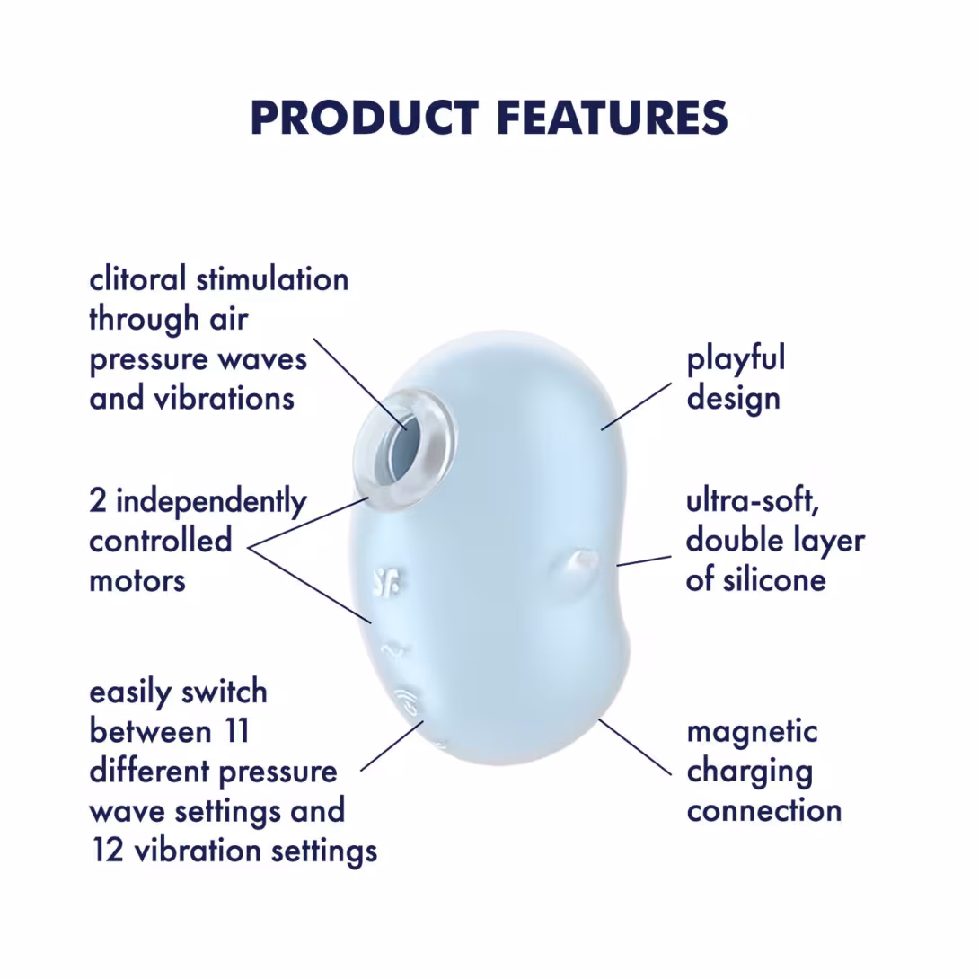 Вакуумний кліторальний стимулятор з вібрацією Satisfyer Cutie Ghost Blue — фото 3
