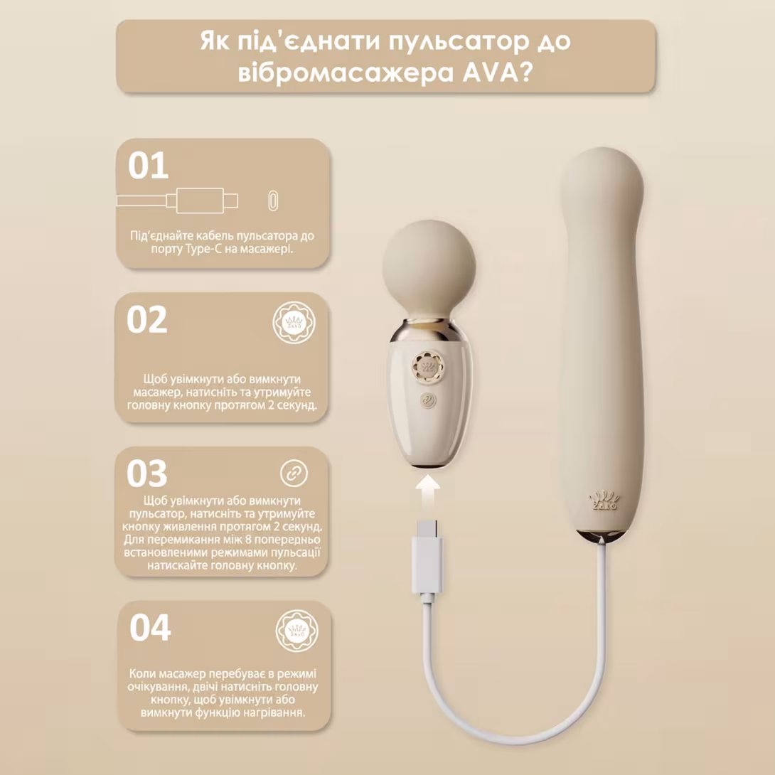 Пульсатор Zalo – AVA Attachment Ivory White для смарт-вібромасажера Zalo – AVA — фото 9