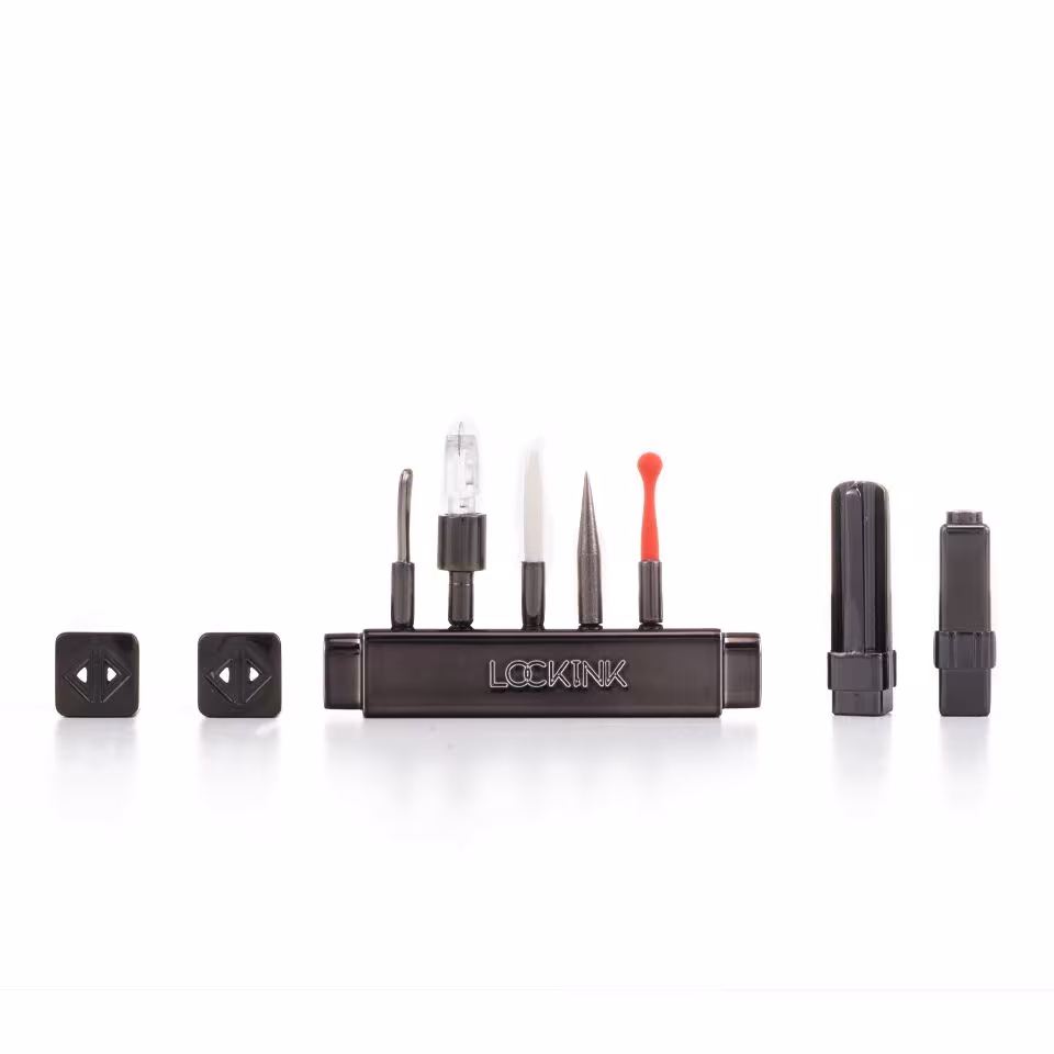 БДСМ-набір LOCKINK Teasing & Impact-Play Set, чорний, маска, кляп, затискачі для сосків, тиклер, шльопалка — фото 2