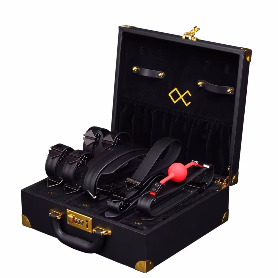 БДСМ-набір LOCKINK Moonlight Treasure Chest, чорний, натуральна шкіра
