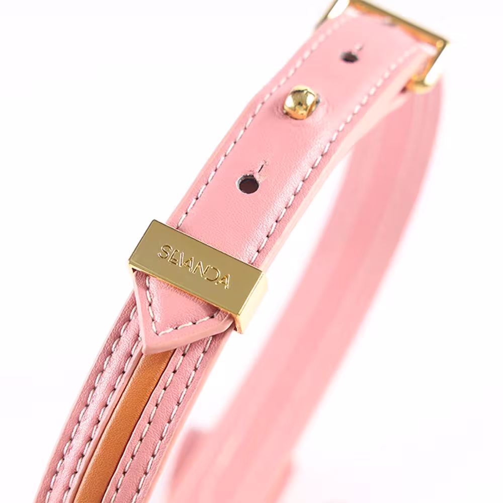 Нашийник з повідцем LOCKINK SEVANDA Love Heart Butterfly Leather Collar Set, рожевий, з бантом — фото 4