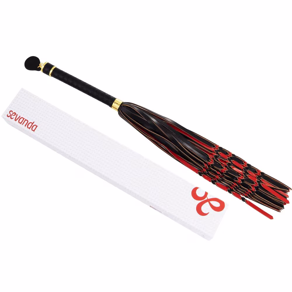 Флогер LOCKINK SEVANDA Red & Black Braided Tail Flogger, червоно-чорний, хвости з вузликами — фото 7