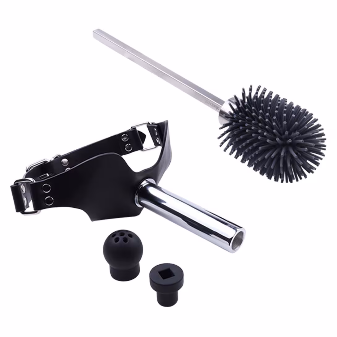 Набір для домінування LOCKINK SEVANDA Objectification Bathroom Set, маска та 4 насадки — фото 3