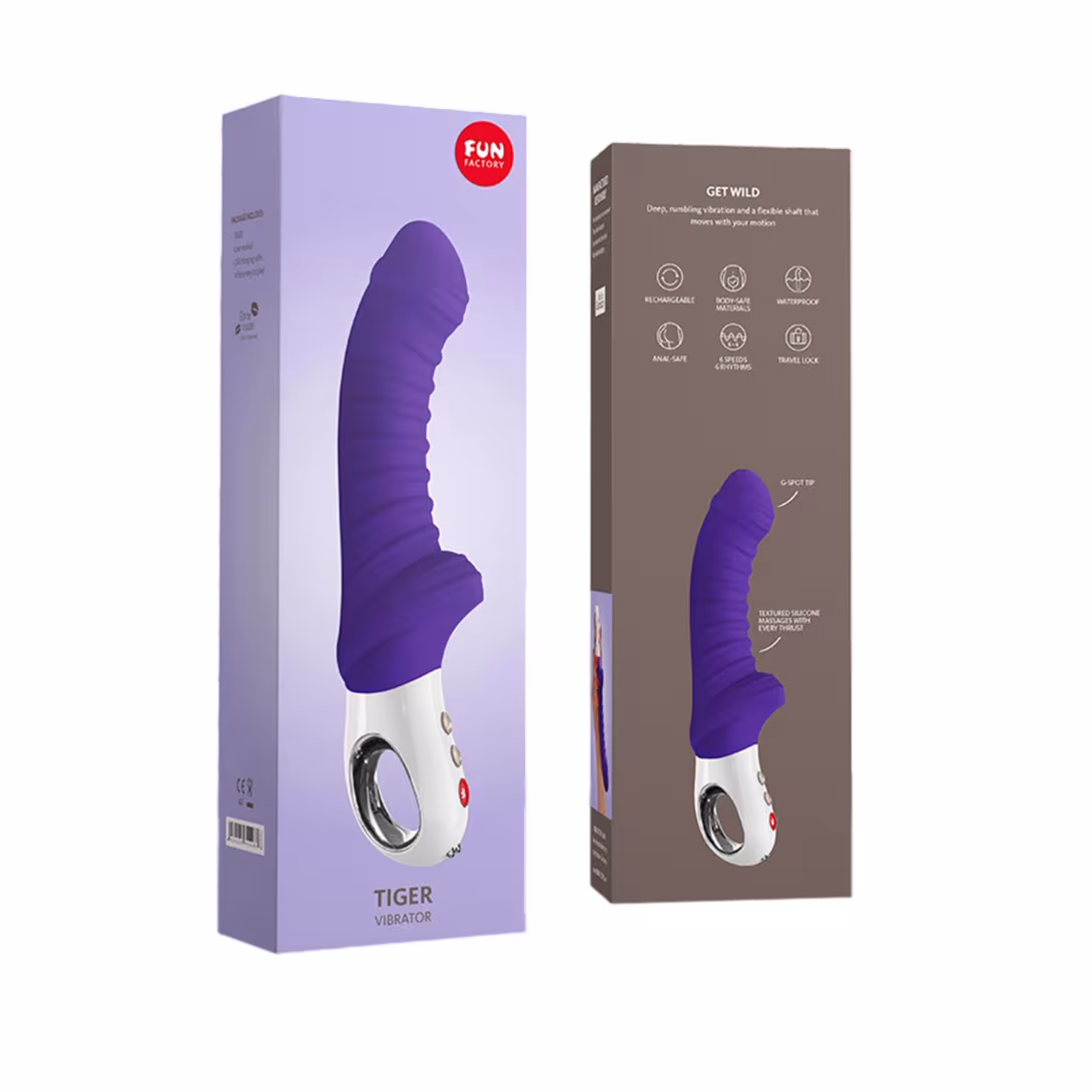 Вібратор для точки G Fun Factory TIGER violet, ребристий, підходить для анальної стимуляції — фото 7