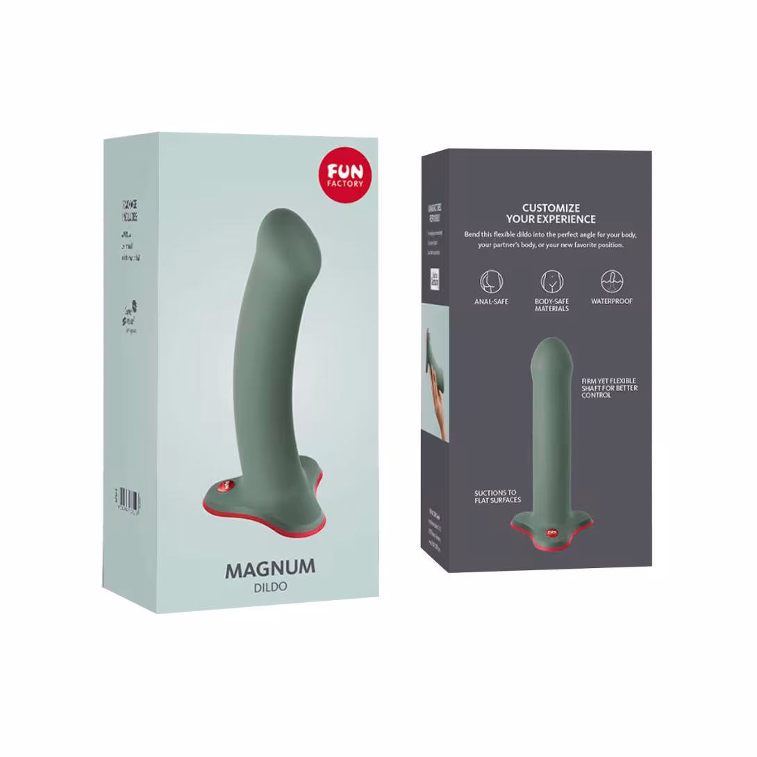 Фалоімітатор Fun Factory MAGNUM, оливковий, дуже гнучкий, довжина 18,3 см, діаметр 3,7 см — фото 6
