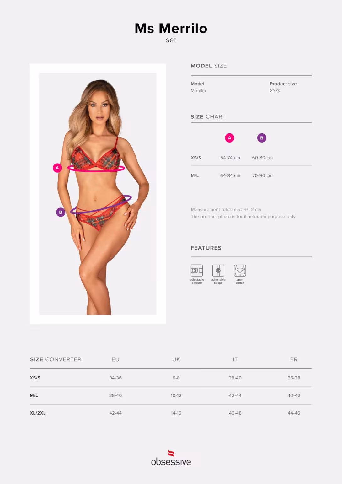 Комплект Obsessive Ms Merrilo 2-pcs set, M/L, м’який бюстгальтер та трусики з доступом і з помпоном — фото 5