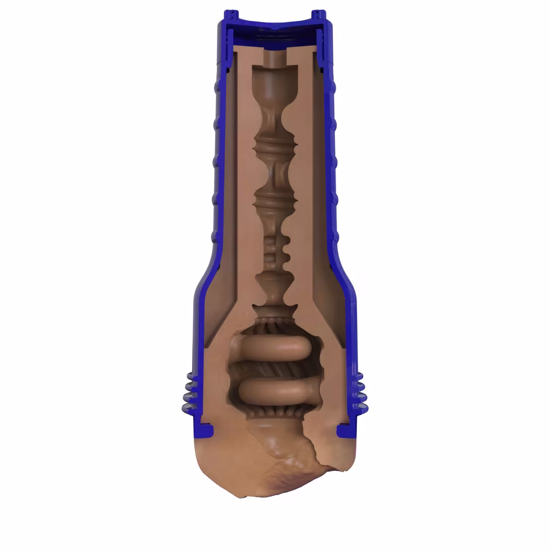 Мастурбатор-вагіна Fleshlight Boost Bang Medium Dark Flesh, плаваючі кільця Turbo Tech — фото 4