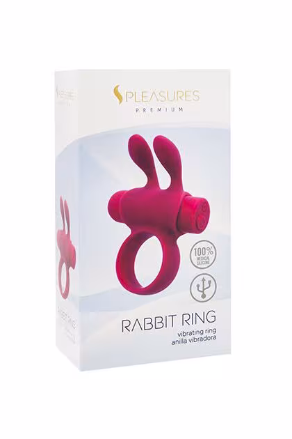 Ерекційне віброкільце S Pleasures Premium Rabbit Ring, рожеве, зі знімною віброкулею та вушками — фото 2