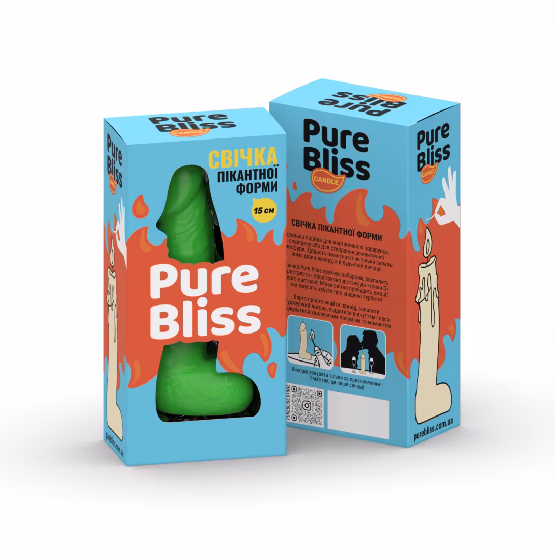 Свічка у вигляді члена Pure Bliss MINI Green 15 см — фото 7