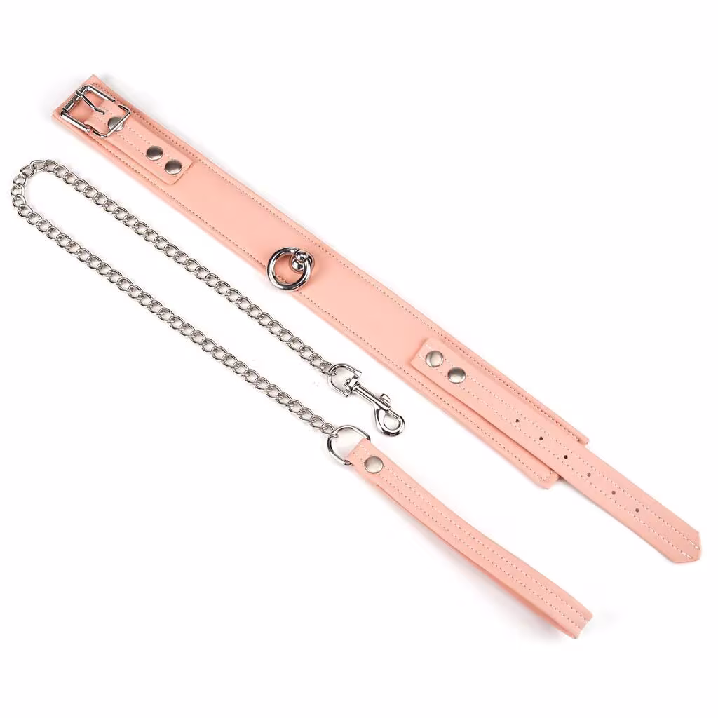 Нашийник з повідцем Liebe Seele Dark Candy Pink Collar with Leash, повідець на карабіні — фото 3