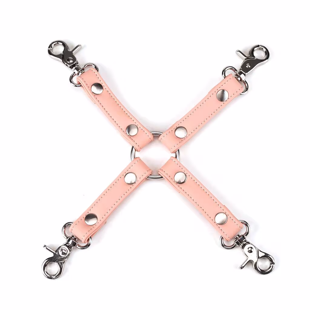 Хрестовина для фіксації Liebe Seele Dark Candy Pink Hogtie, з кільцем, 4 карабіни