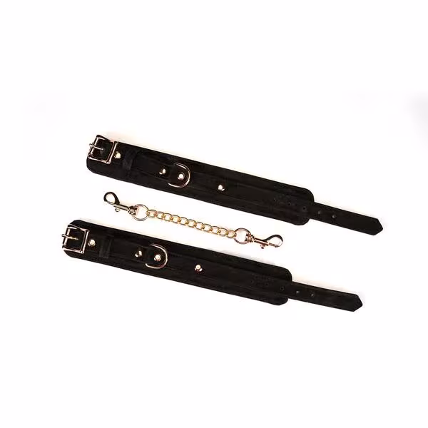 Наручники Liebe Seele Boudoir Amor Wrist Cuffs Black, з’єднувальний ланцюжок на карабінах — фото 4