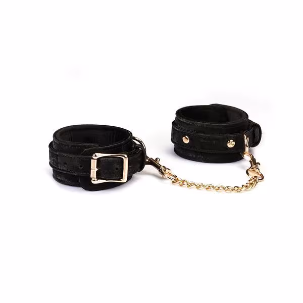 Наручники Liebe Seele Boudoir Amor Wrist Cuffs Black, з’єднувальний ланцюжок на карабінах — фото 3