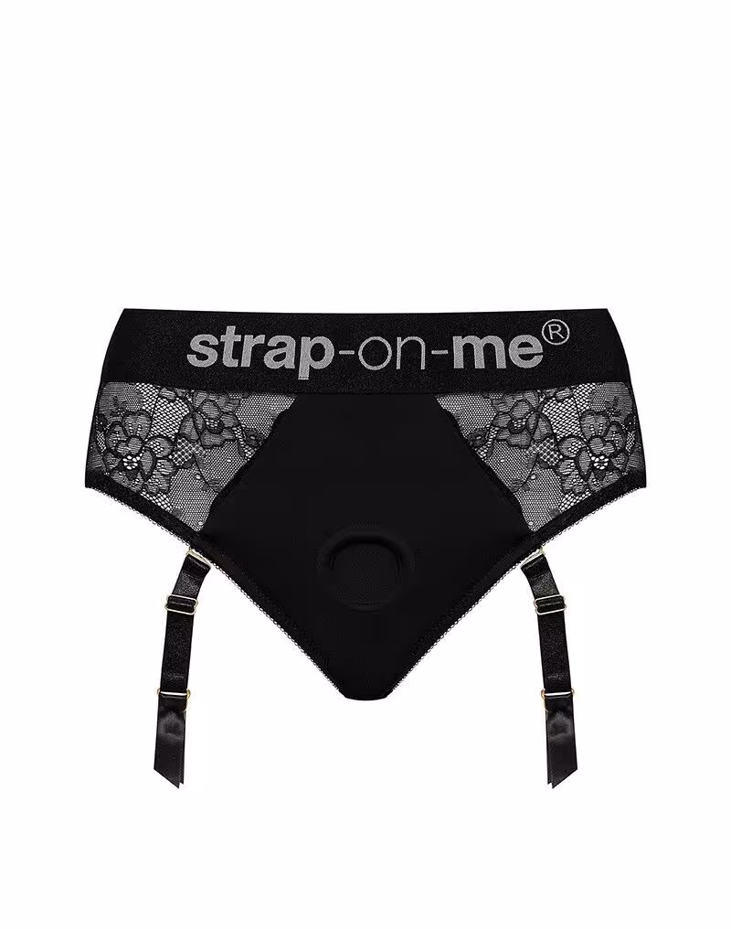 Мереживні трусики для страпона з підв’язками для панчіх Strap-On-Me DIVA HARNESS - XS — фото 3